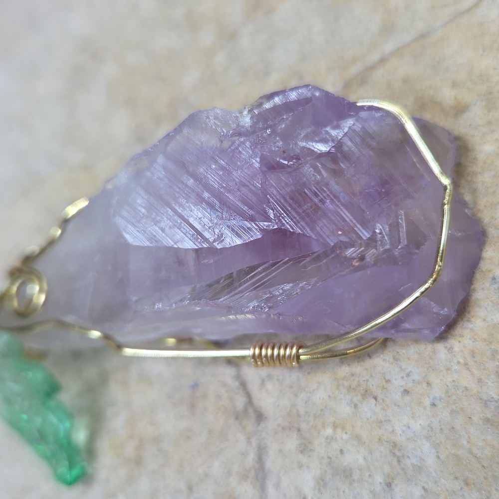 Purple Amathyst Wirerrapped Pendant With Freshwater Pearl And Crystal - Picture 5 of 9